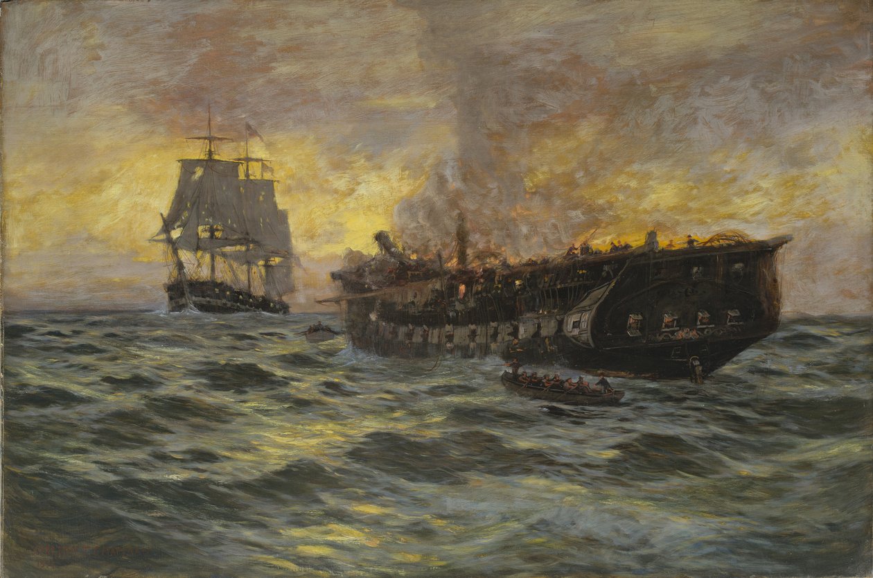 Engasjement mellom U.S. Fregate Constitution og H.M.S. Java, 1897 av Carlton Theodore Chapman