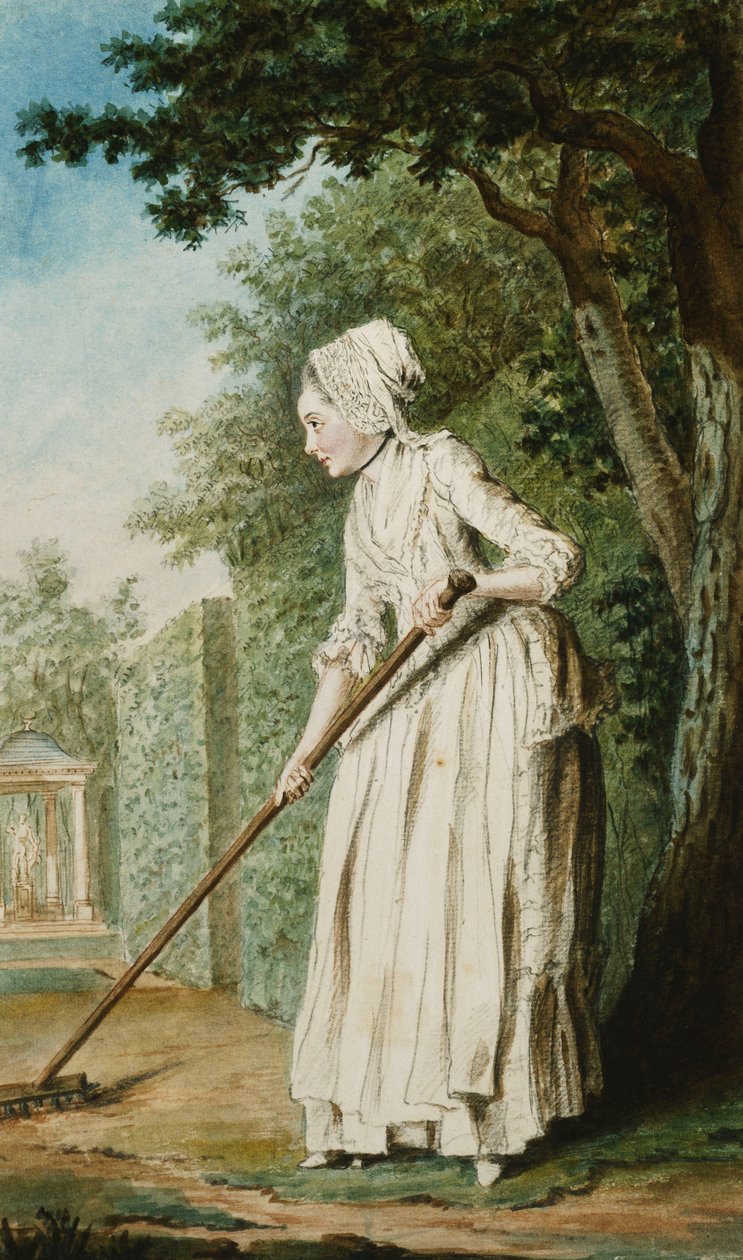 Hertuginnen av Chaulmes, som gartner i en Allee, 1771 av Carmontelle