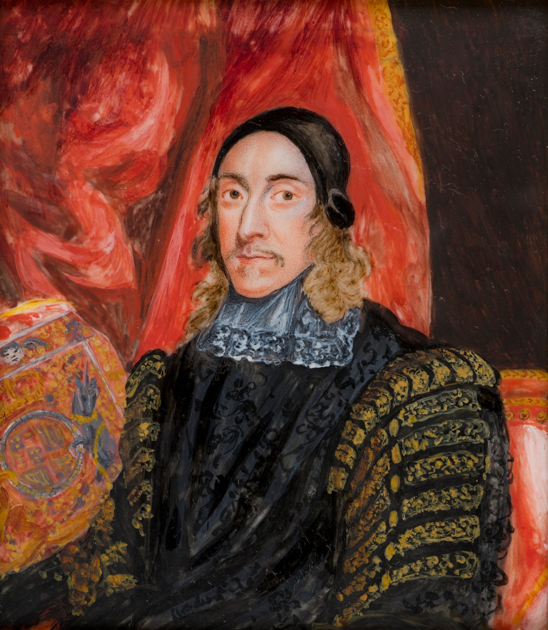 Portrett av Sir Orlando, The Lord Keeper of the Great Seal (1606-1674), ca. 1816-39 (olje på elfenben) av Caroline Bridgeman Simpson