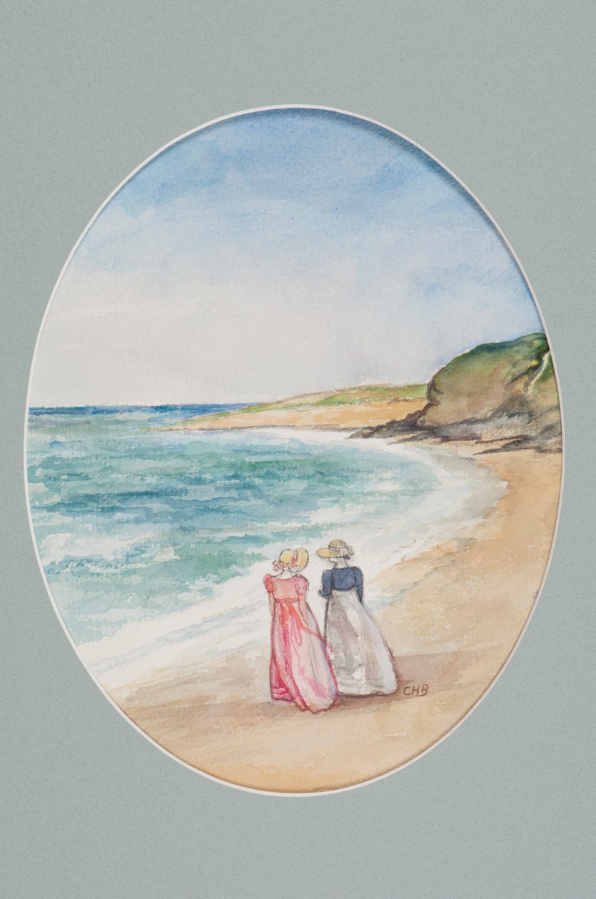 Anne & Henrietta rusler ned til havet, 2006 (wc på papir) av Caroline Hervey Bathurst