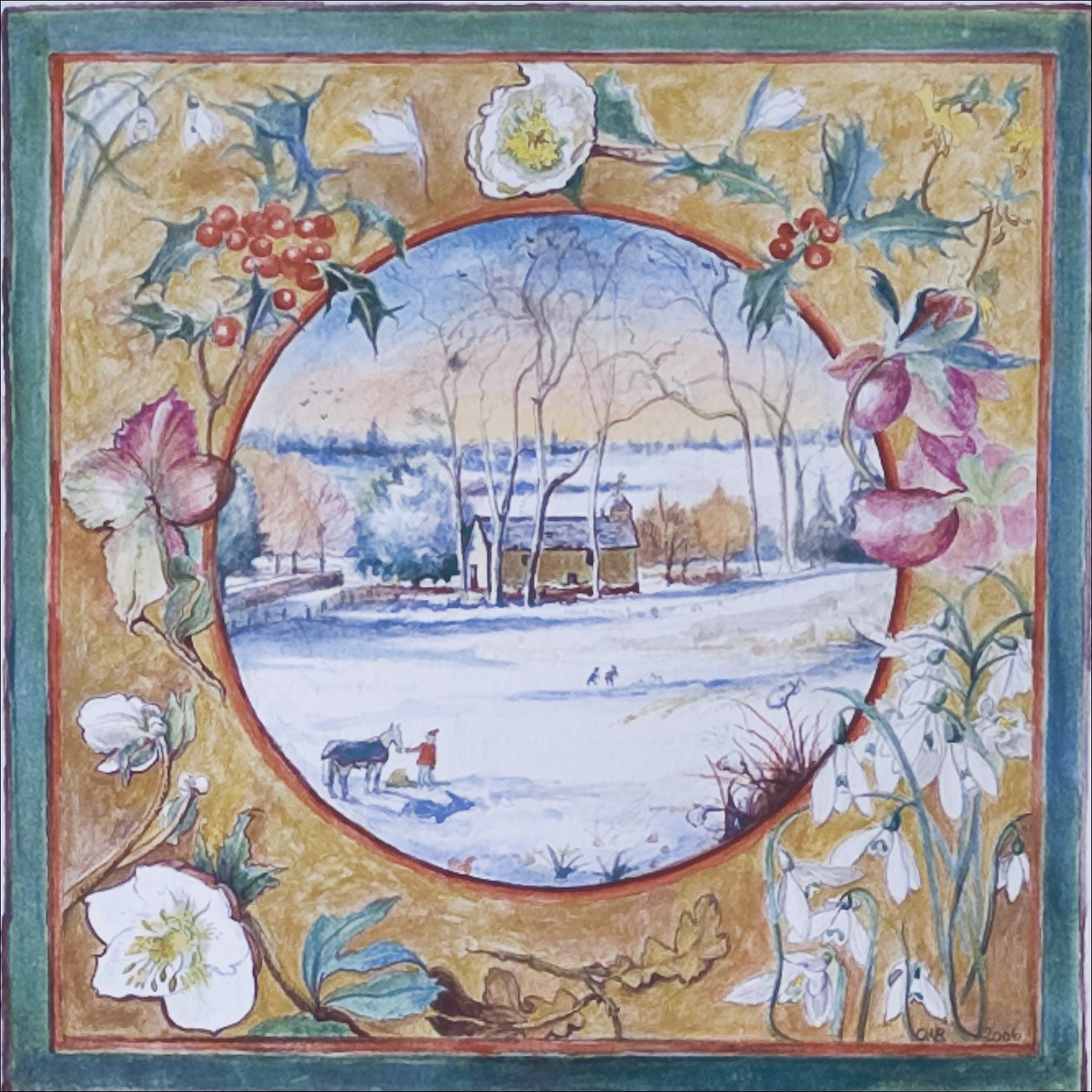 Christmas Morning, Little Somborne, 2007 (wc på papir) av Caroline Hervey Bathurst