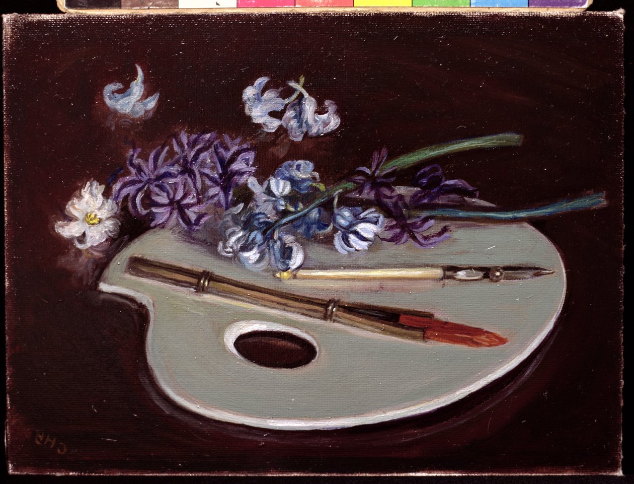 Porselenspalett med blomster av Caroline Hervey Bathurst
