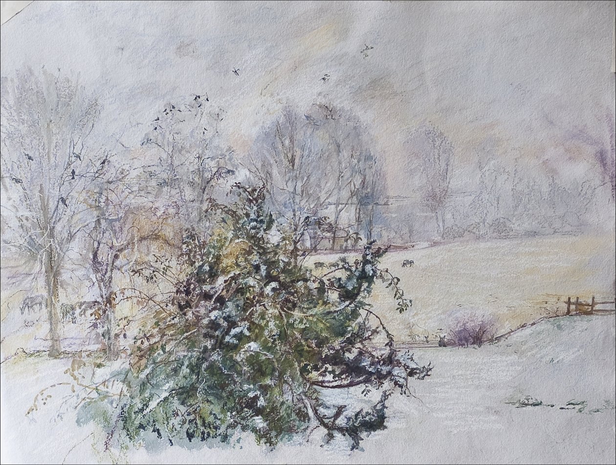 Winter from Our Window, 2009 (pastell & wc på papir) av Caroline Hervey Bathurst