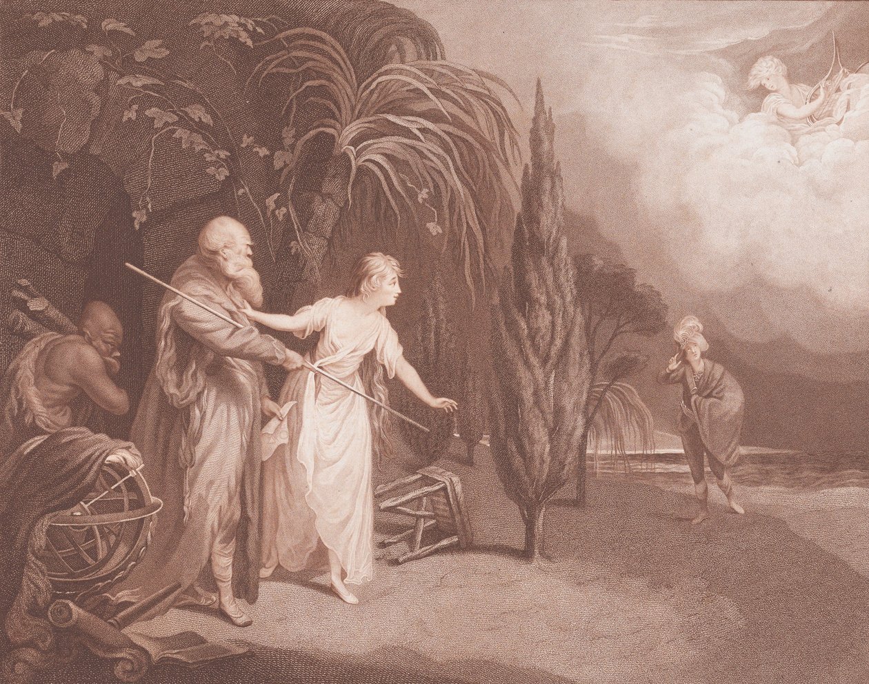 Miranda Shakespeare, The Tempest, Act 1, Scene 2, 1784. av Caroline Watson