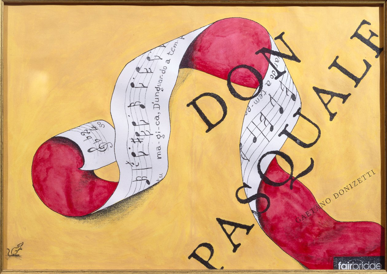 Don Pasquale (penn og blekk og akvarell på papir) av Carolyn Hubbard Ford