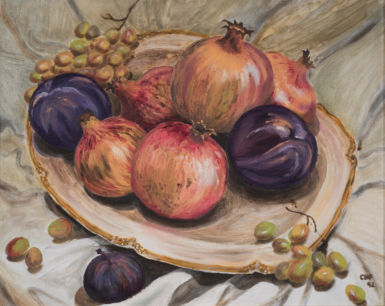 Autumn Fruits, 1992 (olje på papir) av Carolyn Hubbard Ford