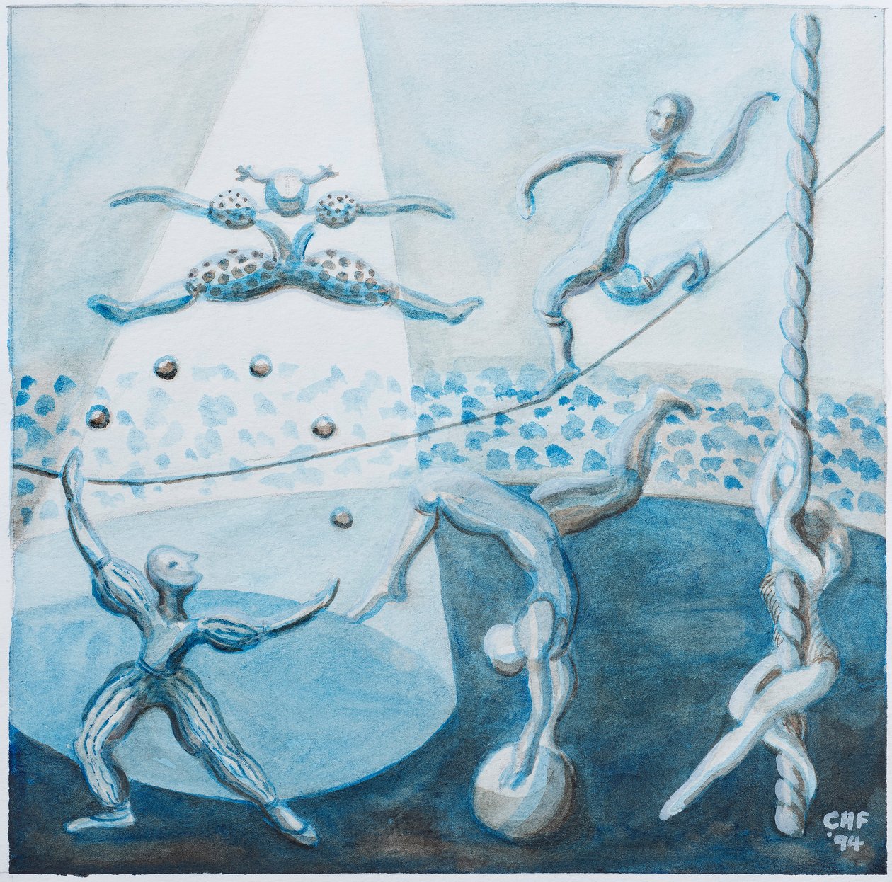Circus Scene II, 1994 (akvarell på papir) av Carolyn Hubbard Ford