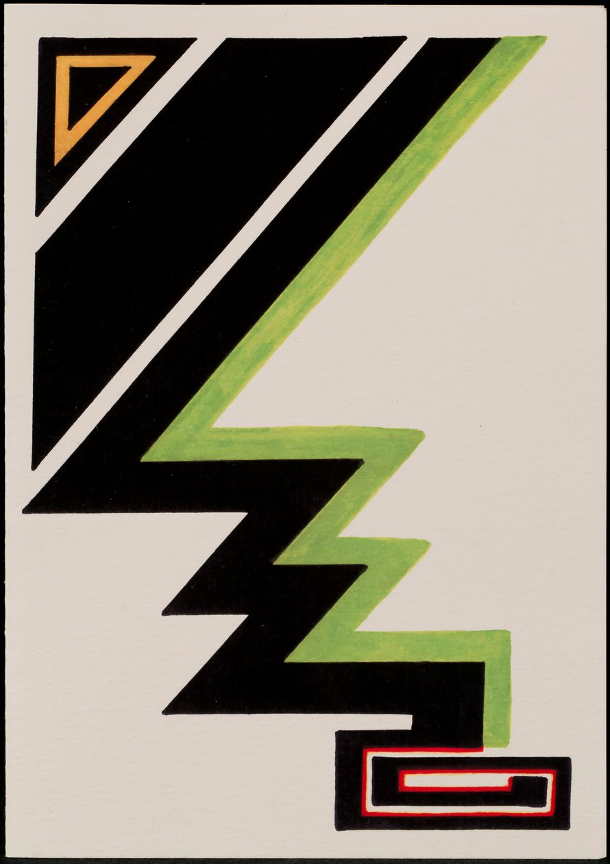 Deco juletre, 2012 (svart og farget blekk på papir) av Carolyn Hubbard Ford