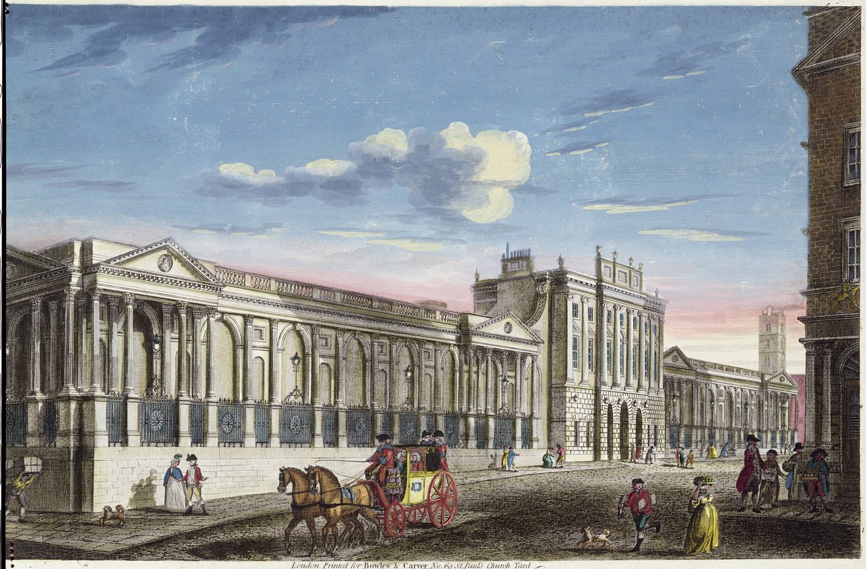 Bank of England, Threadneedle Street, gravering av Bowles og Carver av Carrington Bowles and Samuel Carver