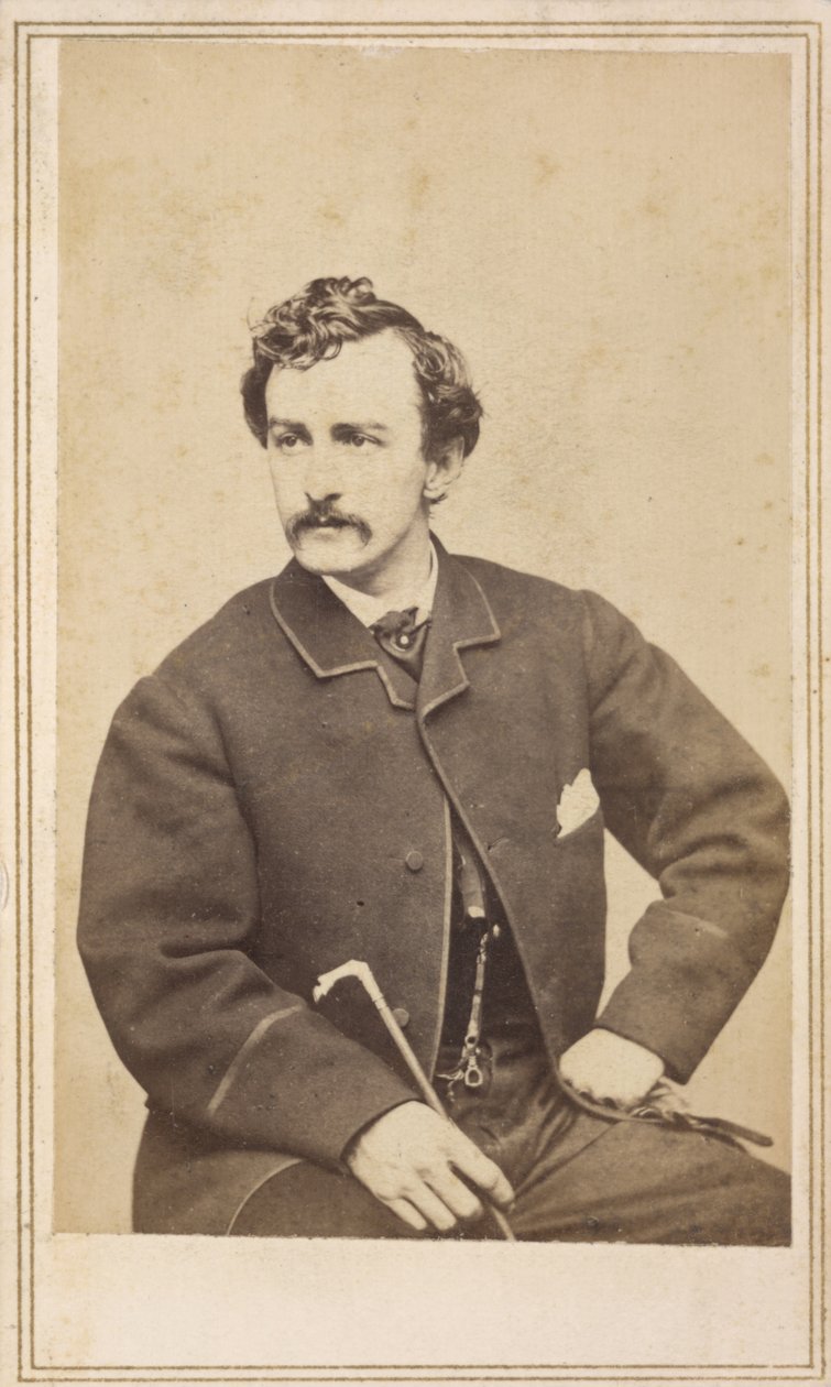 Carte de visite av John Wilkes Booth, 1862 (albumtrykk på kort) av Case and Co. Silsbee