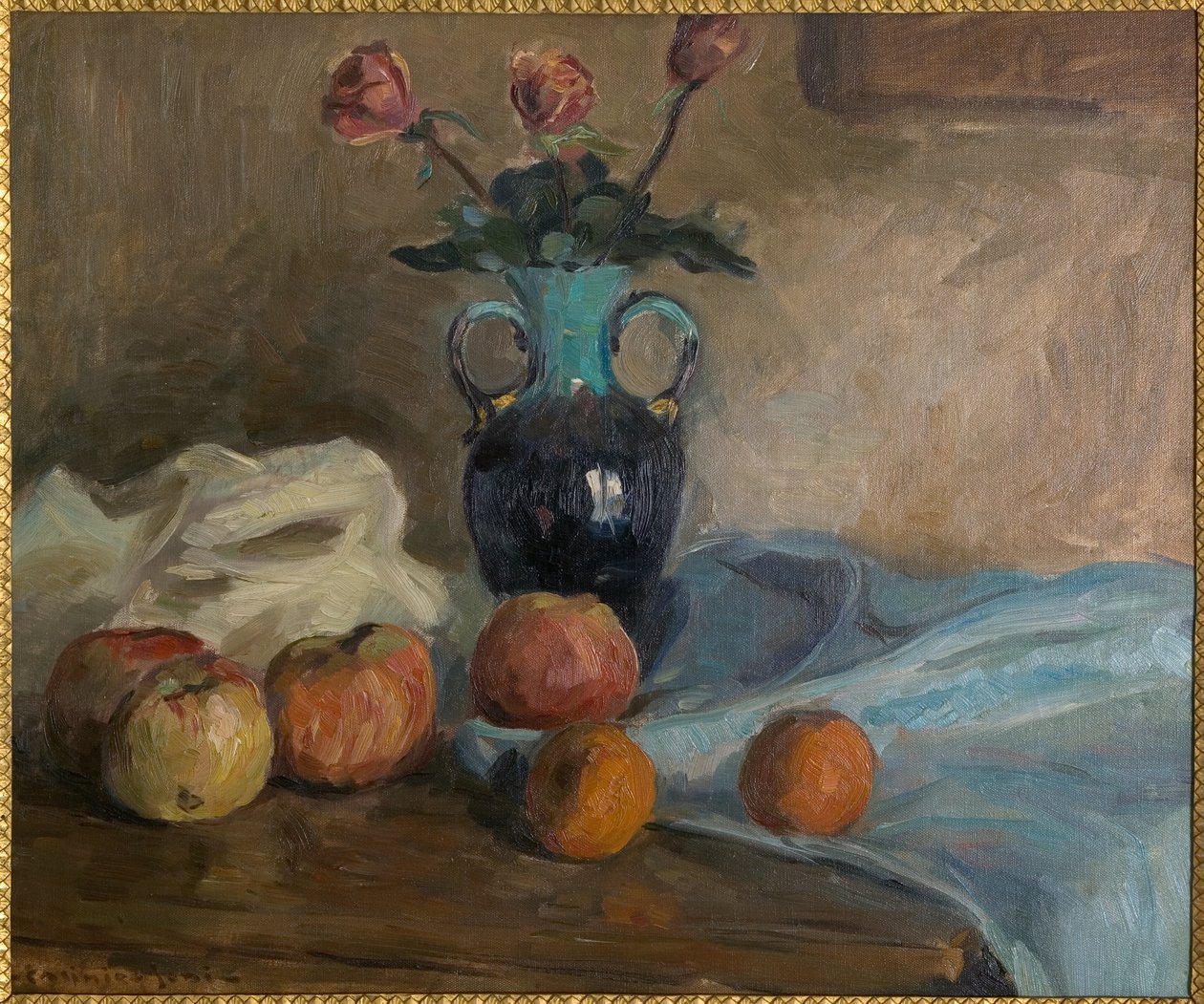 Stilleben ca 1920 (olje på lerret festet på en papp) av Casimiro Jodi
