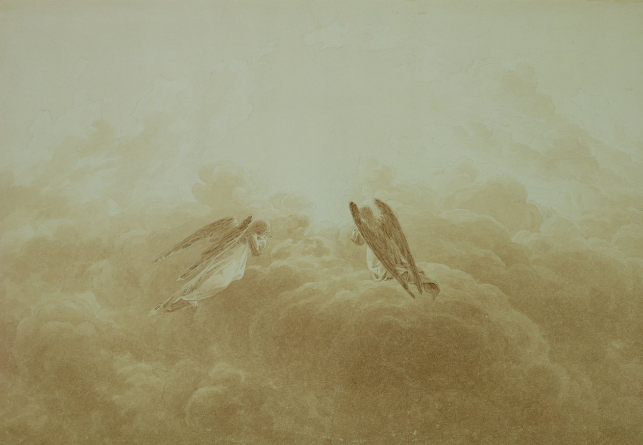 Angel in Prayer, ca. 1826-34 (sepia over blyant på papir) av Caspar David Friedrich
