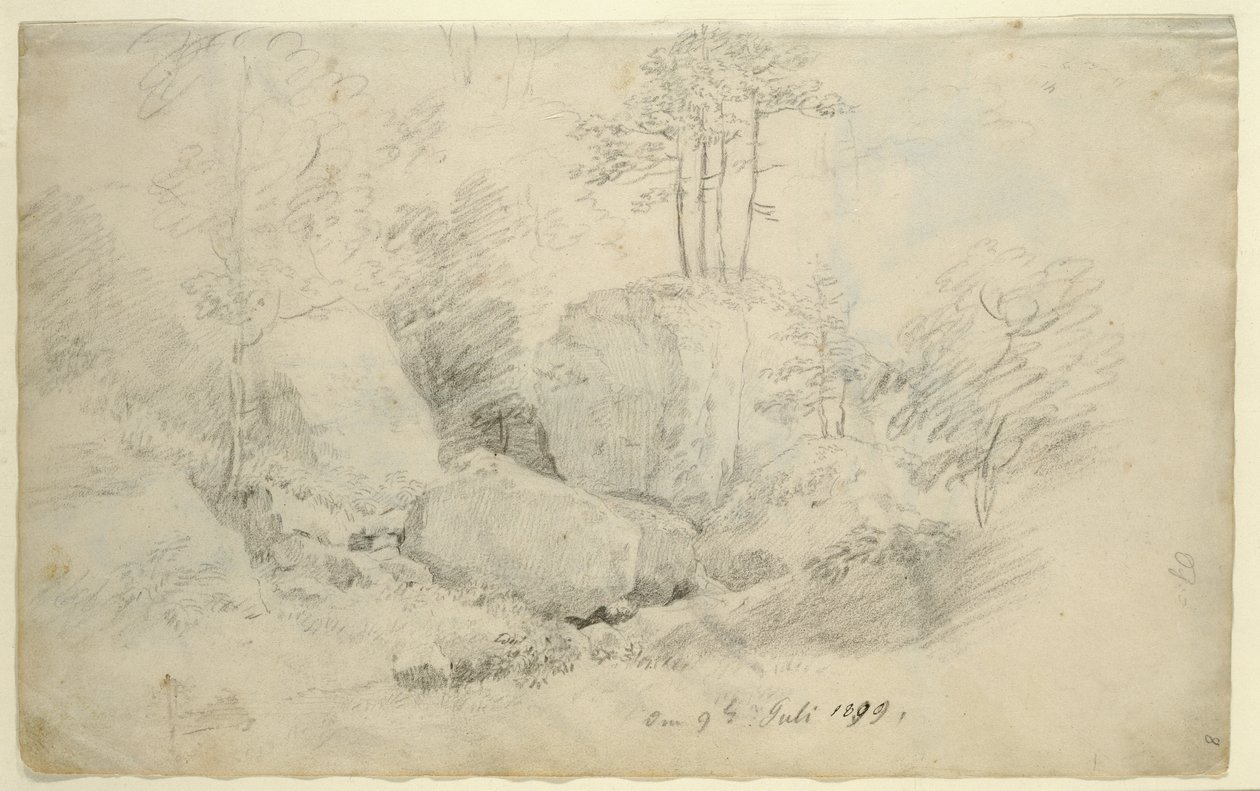 Boulders in Woodland, 1800 av Caspar David Friedrich