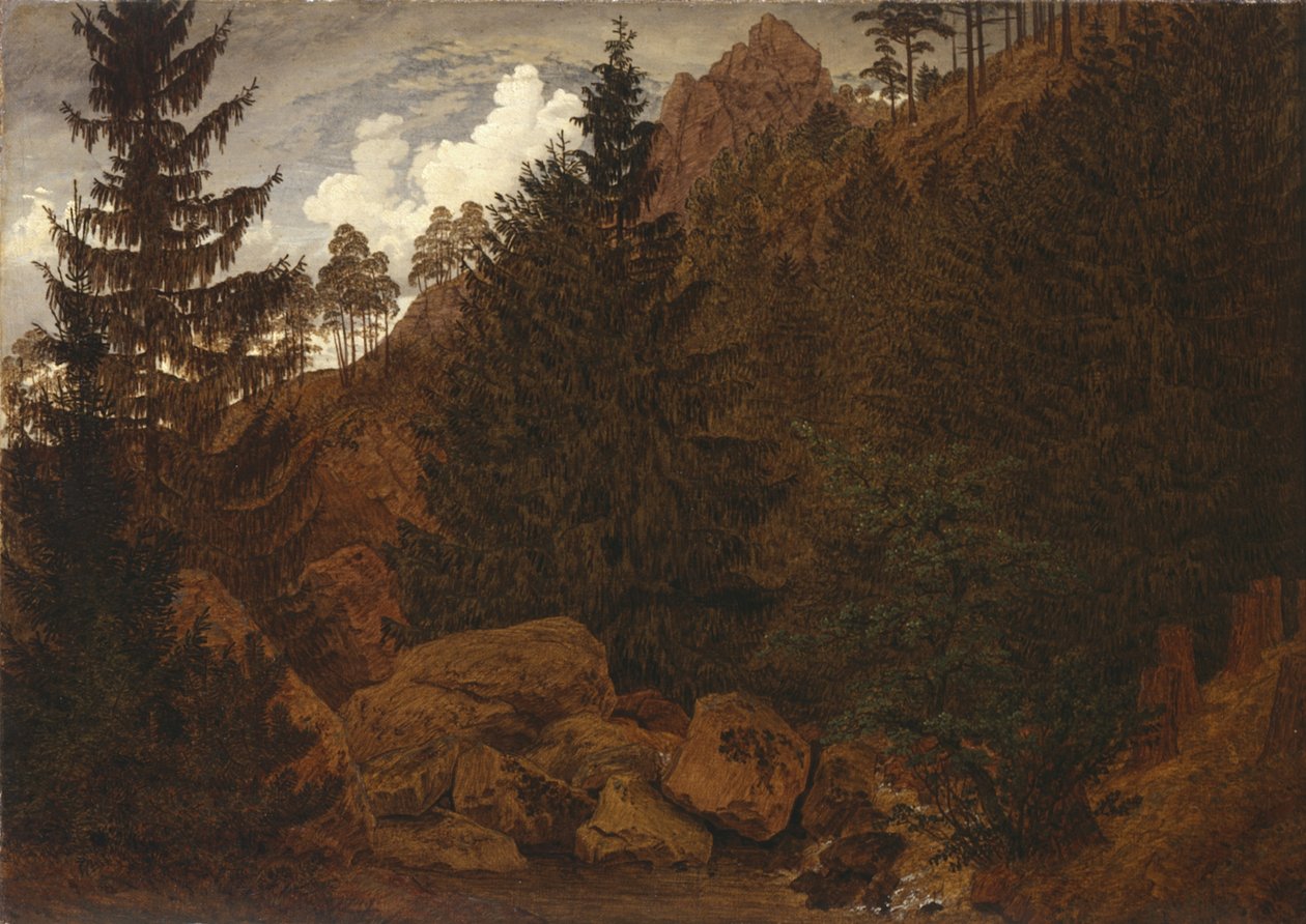 Fjellseksjon i Harz -fjellene av Caspar David Friedrich