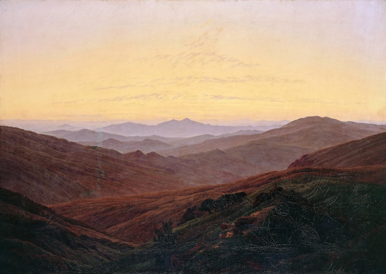 Giant Mountains / Før soloppgang i fjellet av Caspar David Friedrich