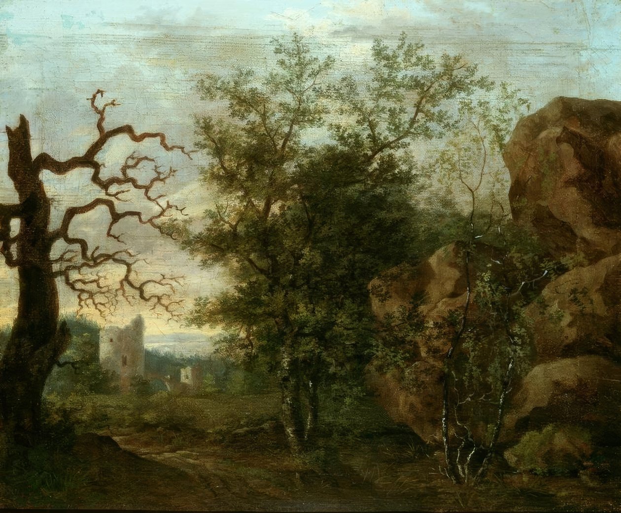 Landskap med bart tre av Caspar David Friedrich