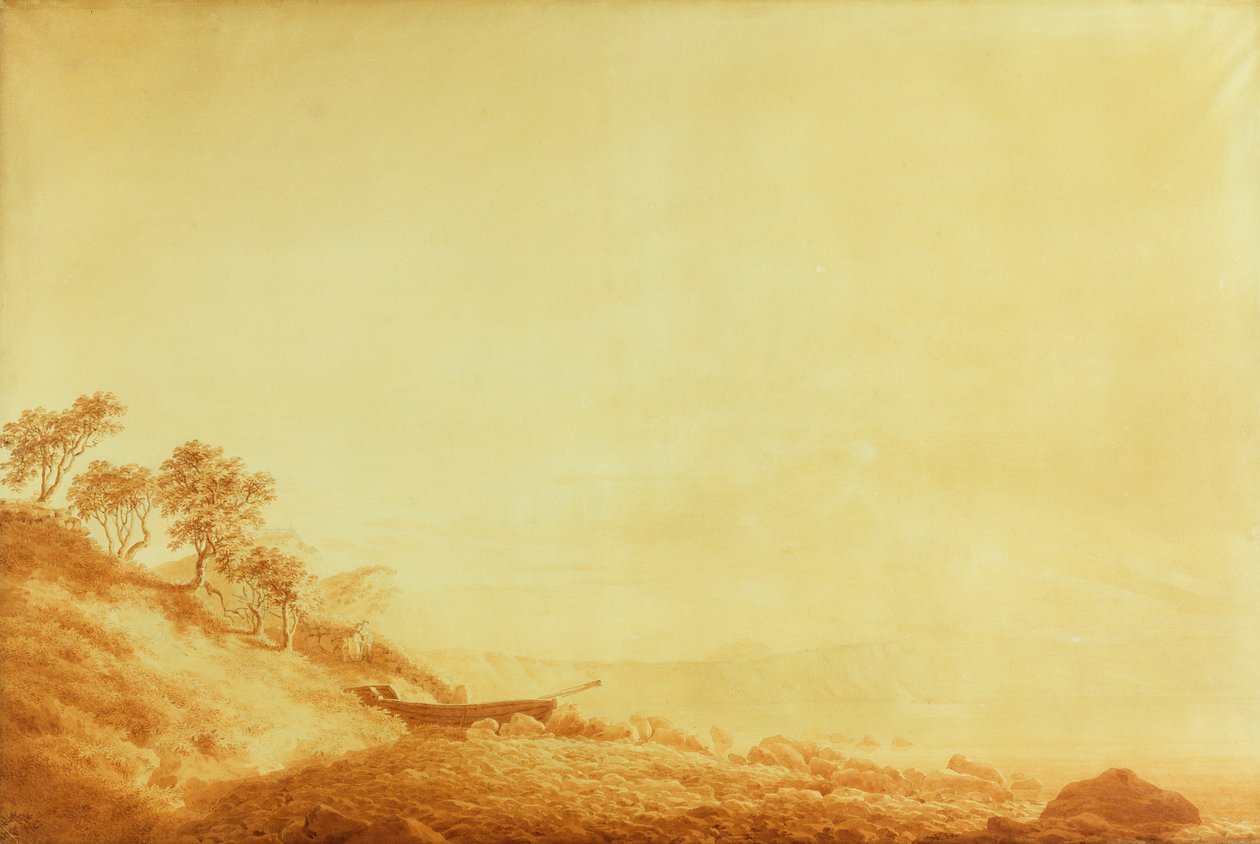 Ser mot Arkona ved soloppgang, 1801 (blekk på papir) av Caspar David Friedrich