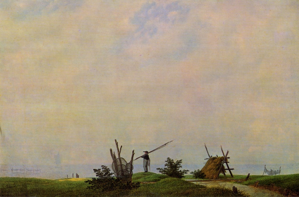 Havstrand med fiskere av Caspar David Friedrich