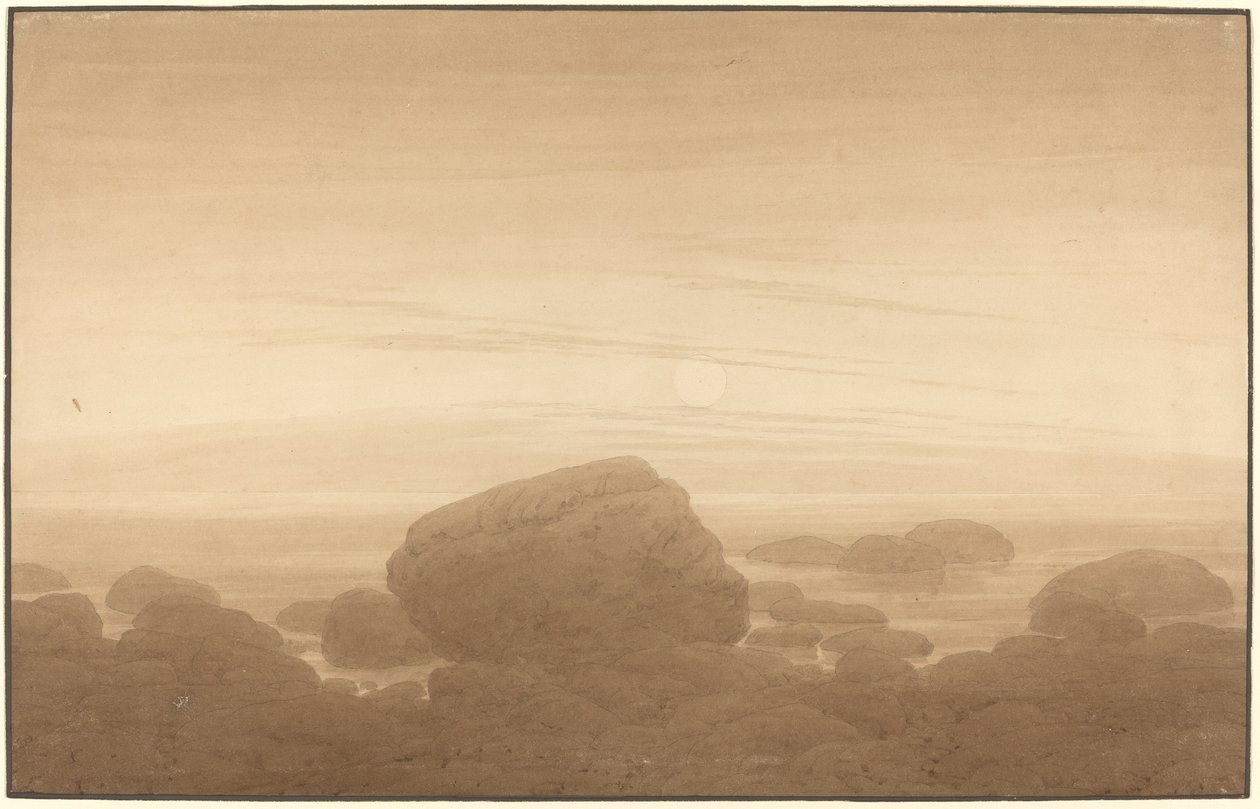 Måneoppgang på en tom strand av Caspar David Friedrich