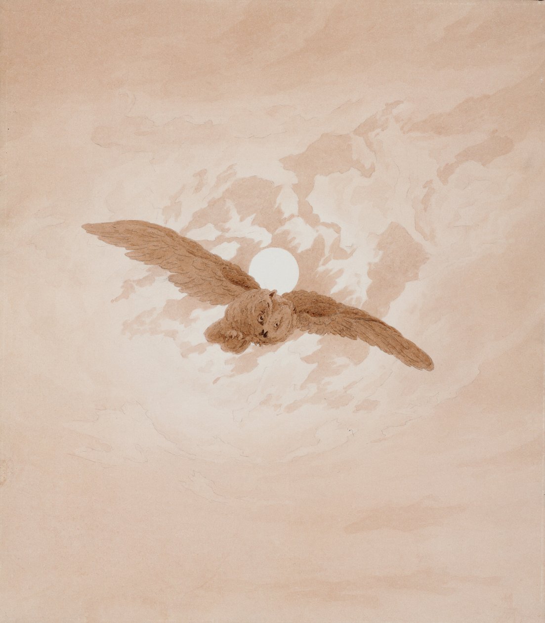 Ugle som flyr mot en måneskinnet himmel av Caspar David Friedrich