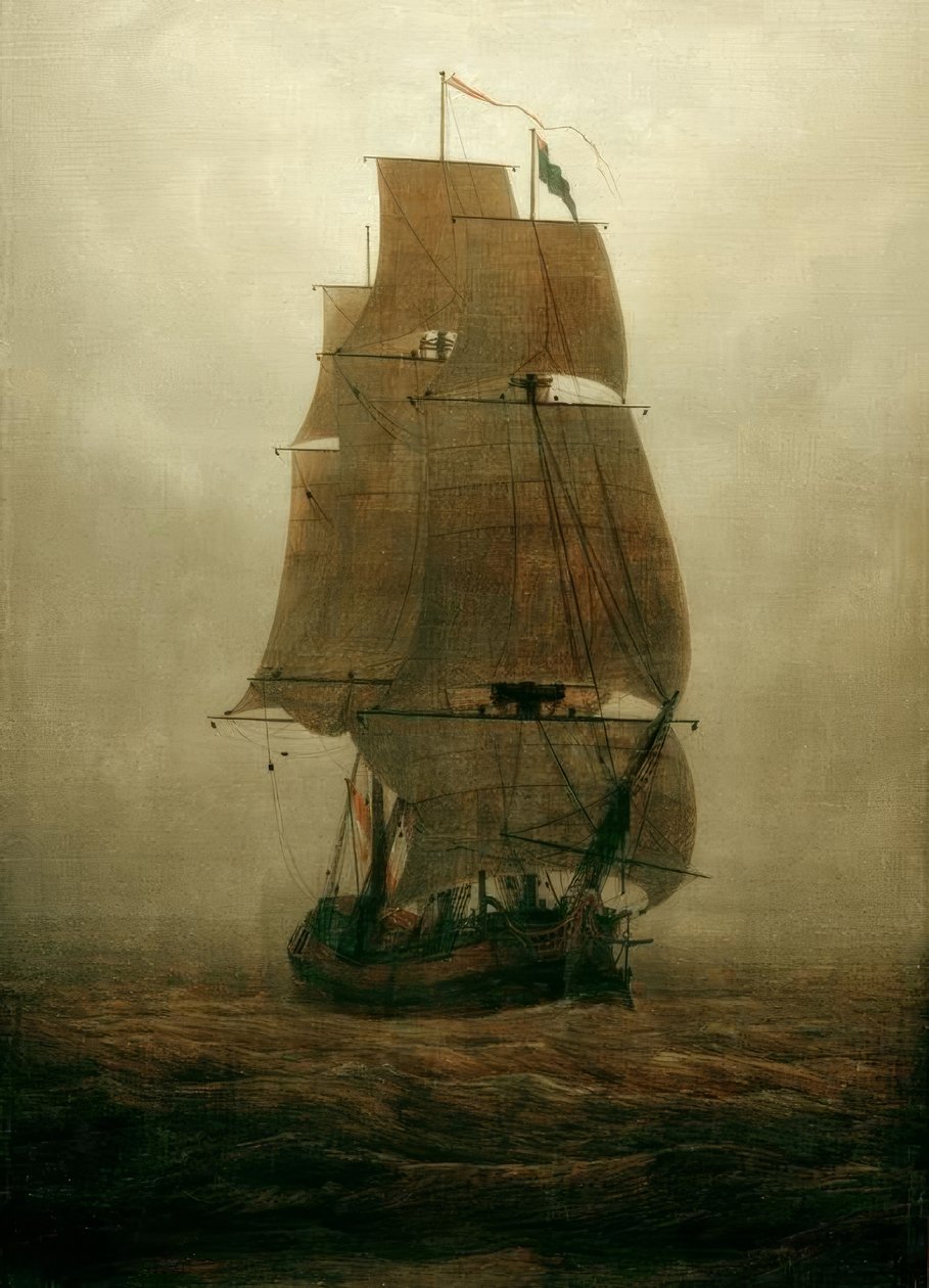 Seilskute i tåken av Caspar David Friedrich