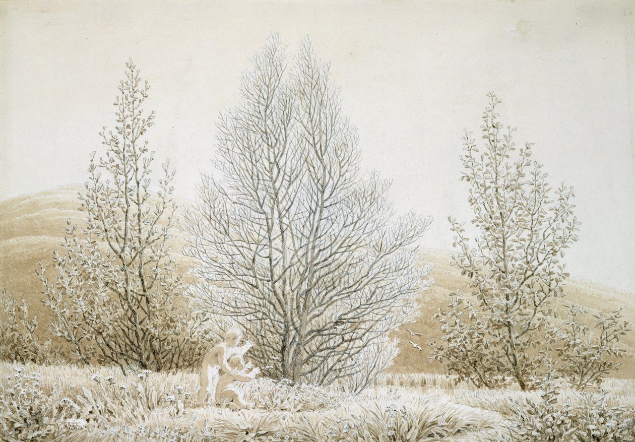 Fjær (sepia blekk og blyant på papir) av Caspar David Friedrich