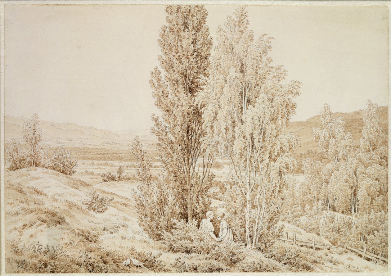 Sommer (sepia blekk og blyant på papir) av Caspar David Friedrich