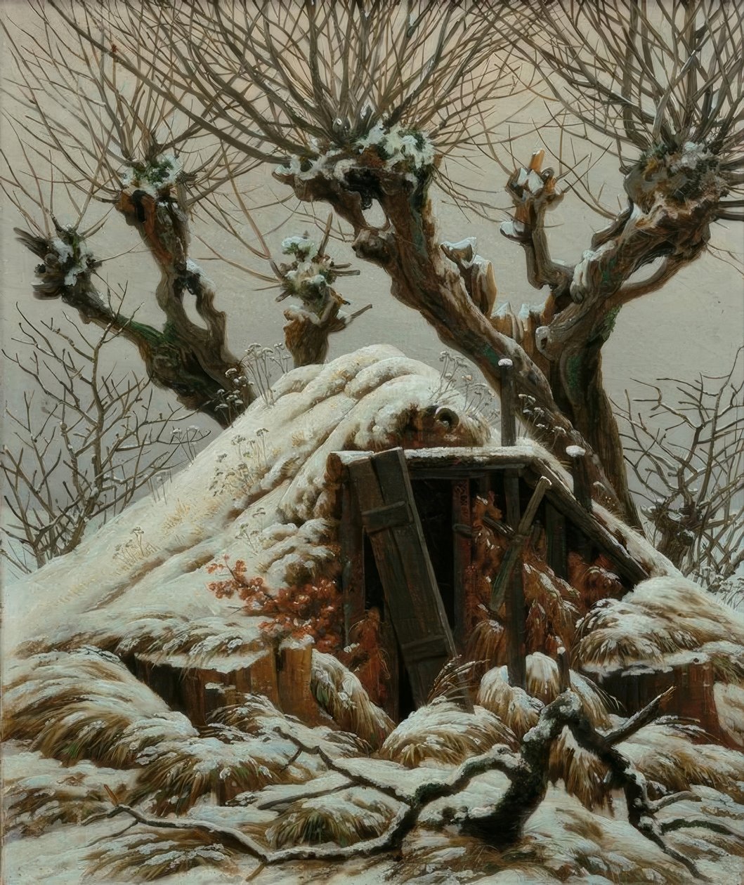 Snødekt hytte av Caspar David Friedrich