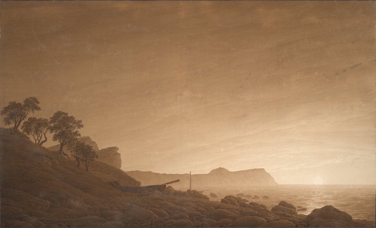 Utsikt over Arkona med stigende måne, ca. 1805-1806 av Caspar David Friedrich