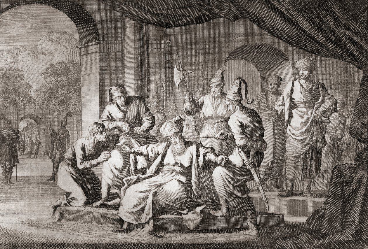 Noble kvalt med en silkesnor. Det osmanske riket (trykk) av Caspar (after) Luyken