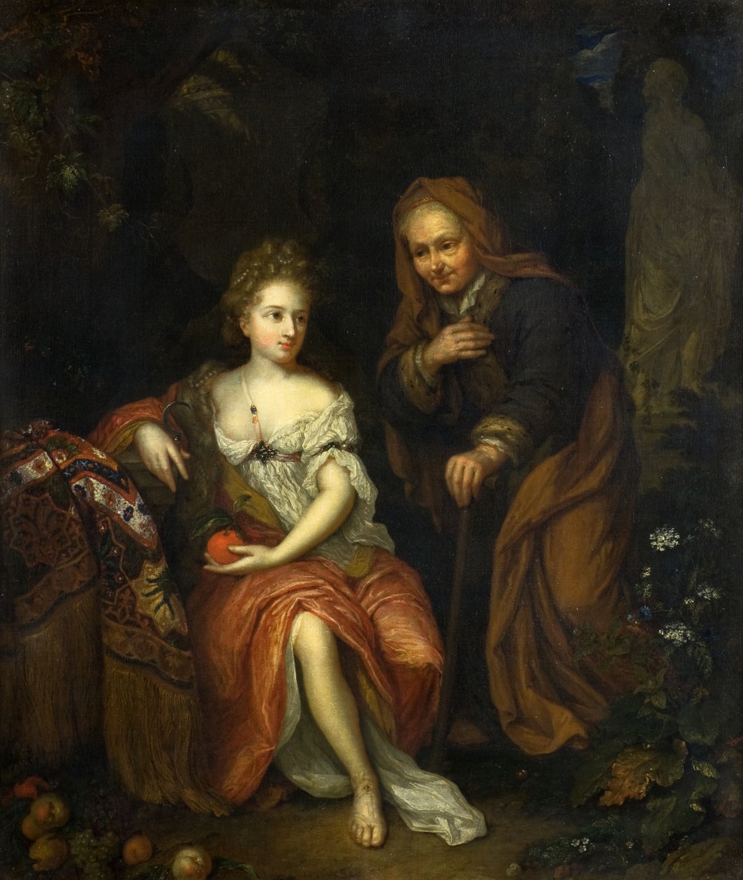 Vertumnus og Pomona av Caspar (follower of) Netscher