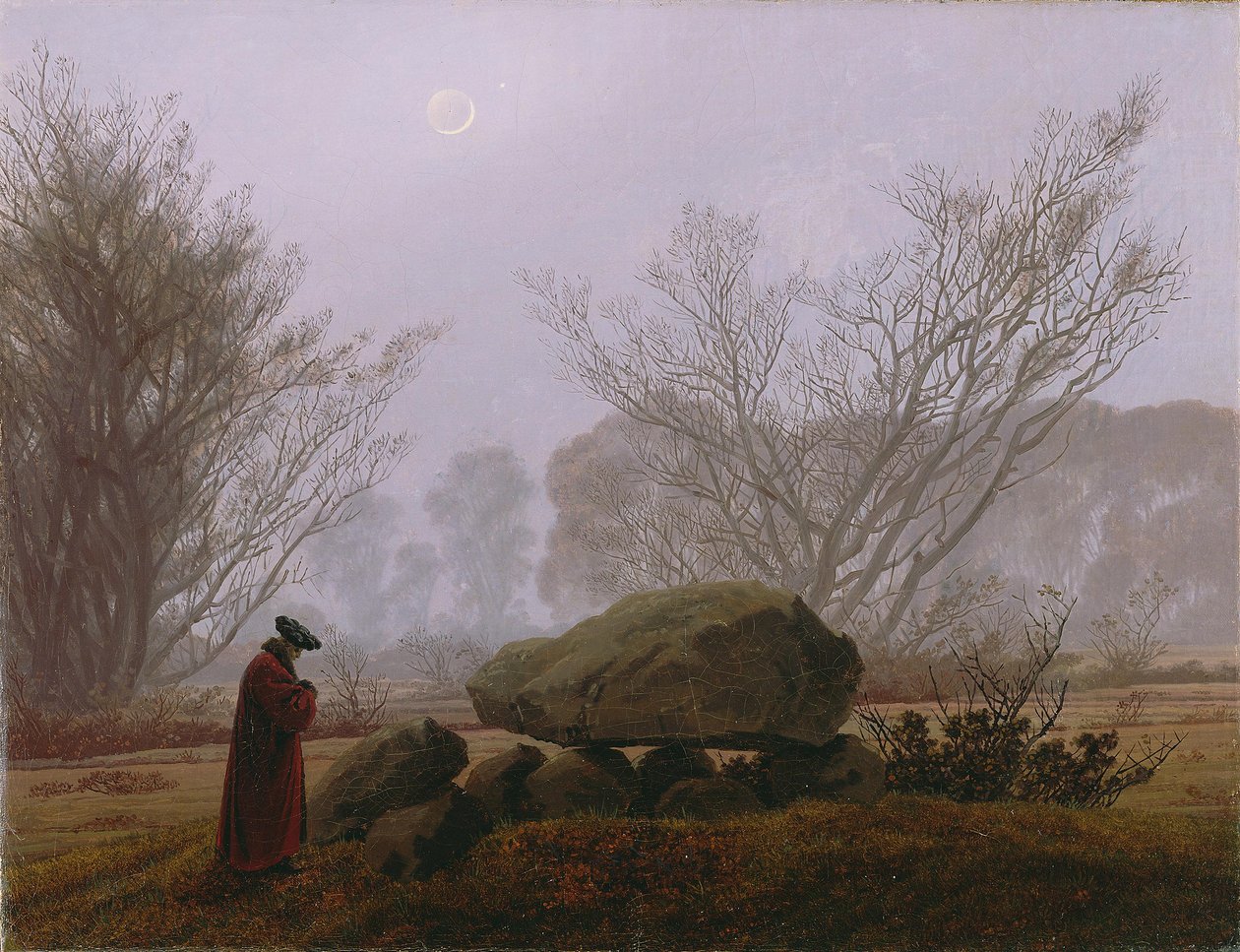 A Walk at Dusk, ca. 1830-5 (olje på lerret) av Caspar David Friedrich