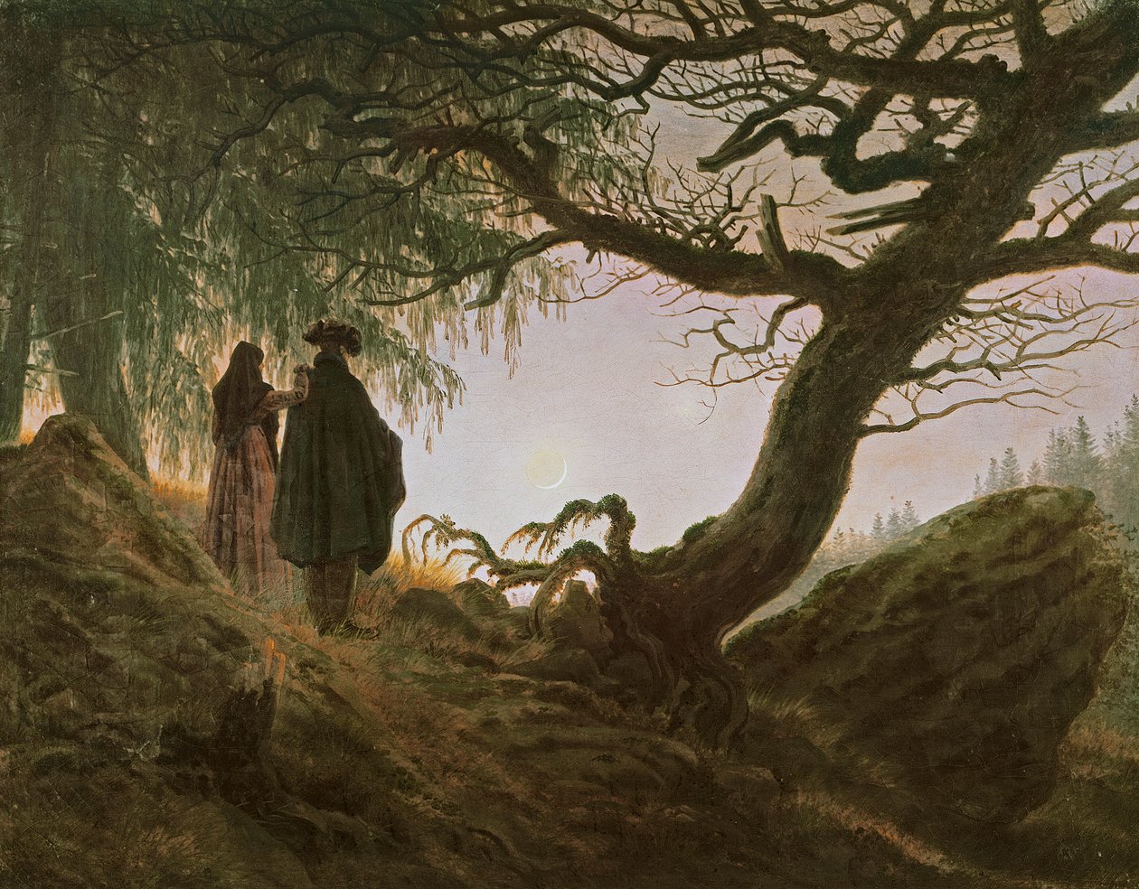 En mann og kvinne som vurderer månen av Caspar David Friedrich (1774-1840) av Caspar David Friedrich