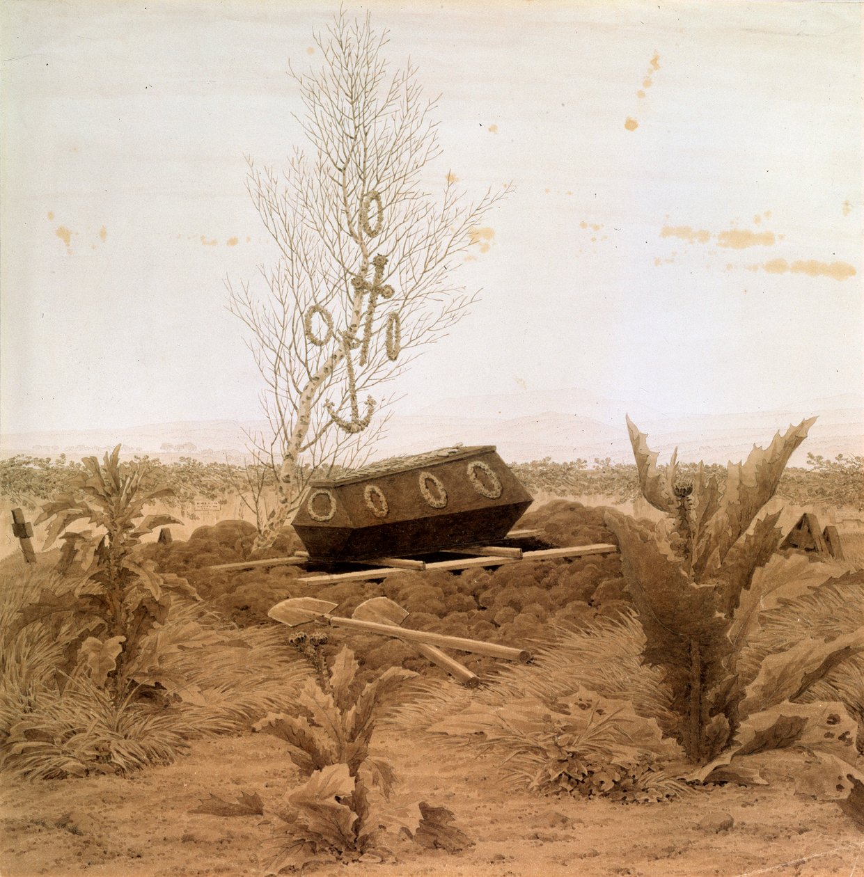 På kanten av graven, 1830-årene. av Caspar David Friedrich