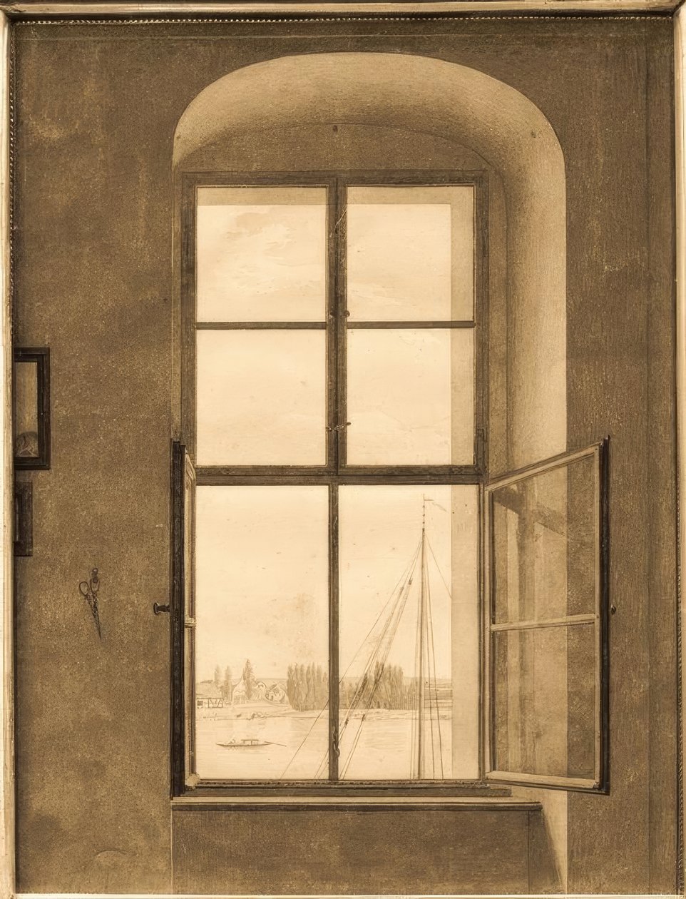 Utsikt fra kunstnerens atelier (høyre vindu) av Caspar David Friedrich