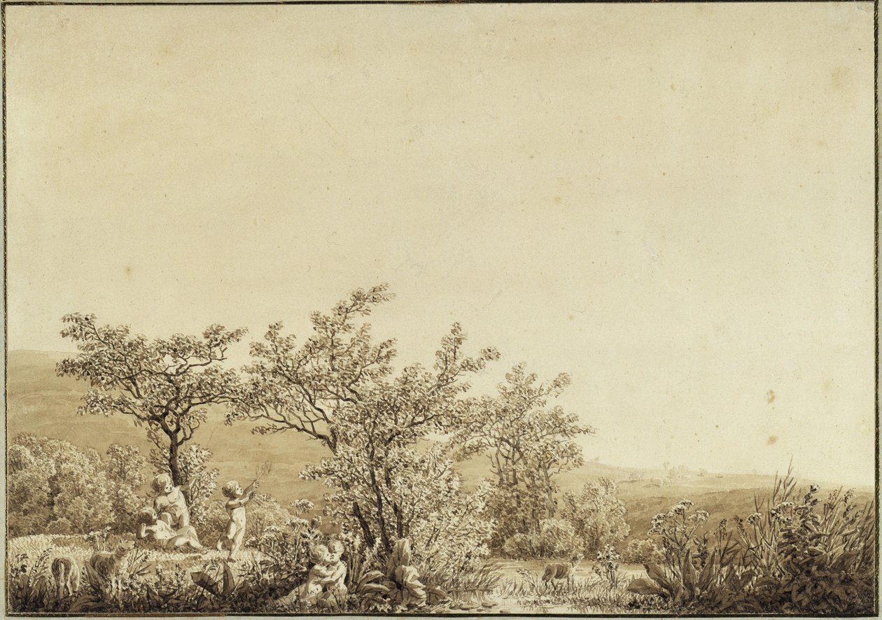 Våren - Morgenen - Barndommen (fra syklusen over årstider, tider på dagen og livsaldrer fra 1803) av Caspar David Friedrich