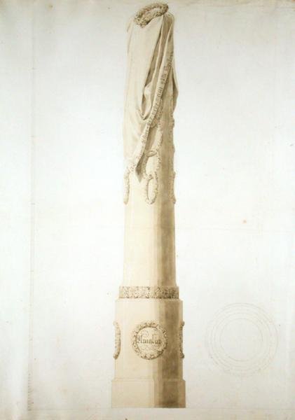 Design for en minnesøyle (penn, blyant og sepia på papir) av Caspar David Friedrich