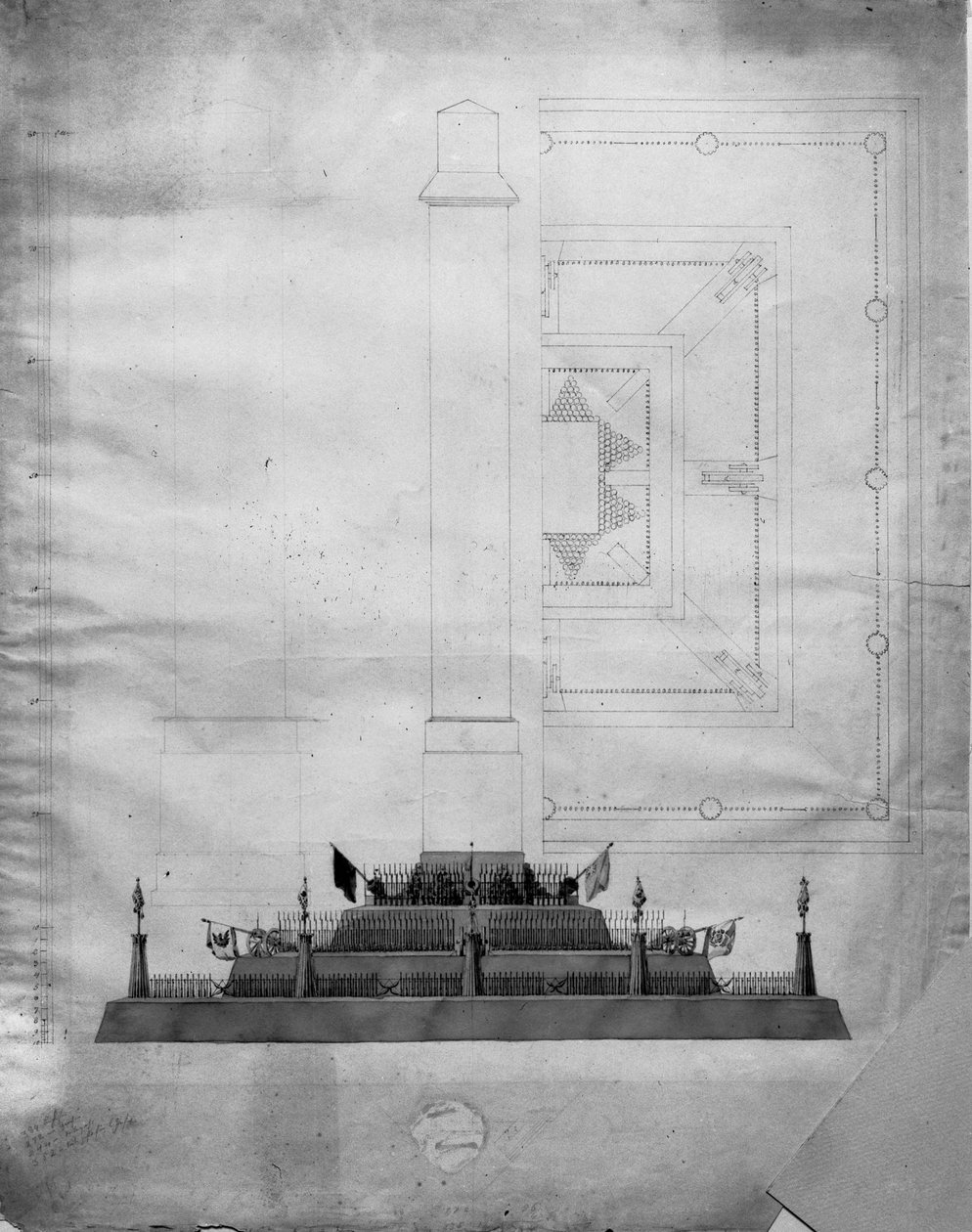 Design for et krigsminnesmerke (blyant, blekk og wc på papir) av Caspar David Friedrich