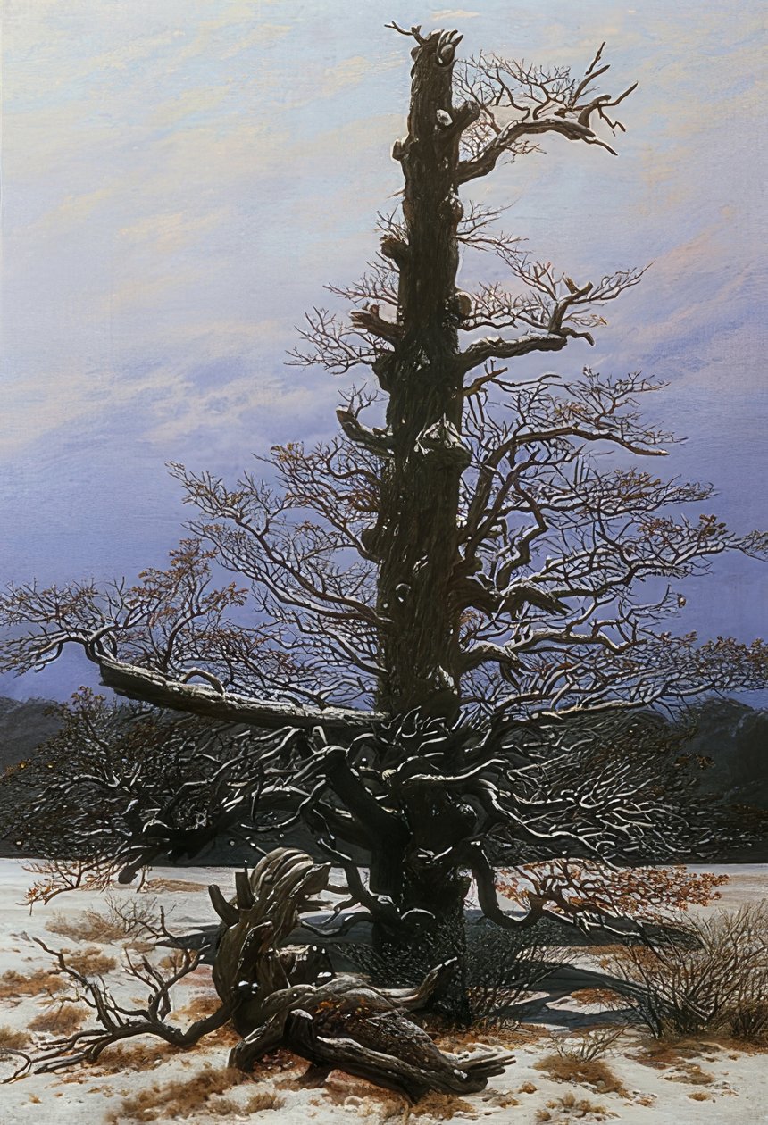 Eiketre i snøen. 1829 av Caspar David Friedrich