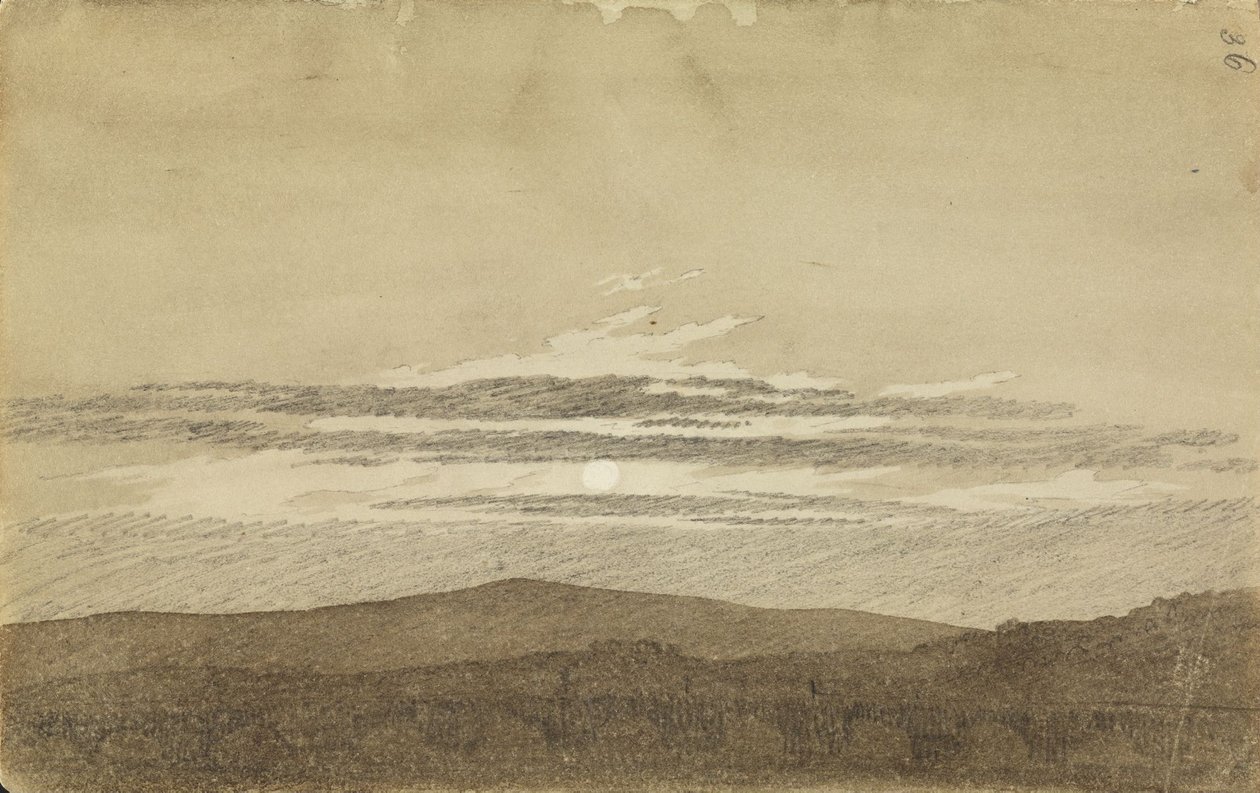 Fjellandskap i solnedgang av Caspar David Friedrich