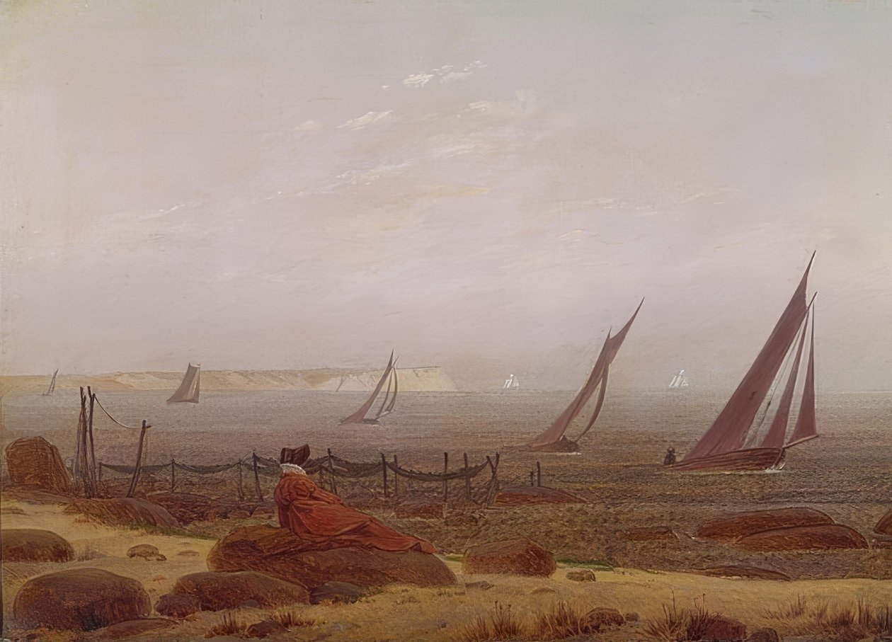 Kvinne ved sjøen. Rundt 1818 av Caspar David Friedrich