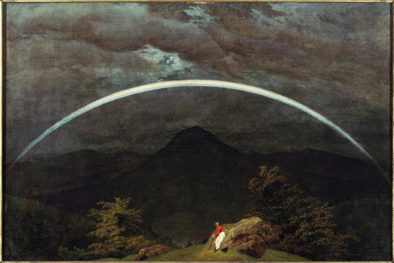 Fjelllandskap med regnbue av Caspar David Friedrich