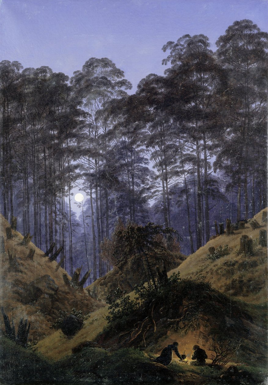 I skogen i måneskinn av Caspar David Friedrich