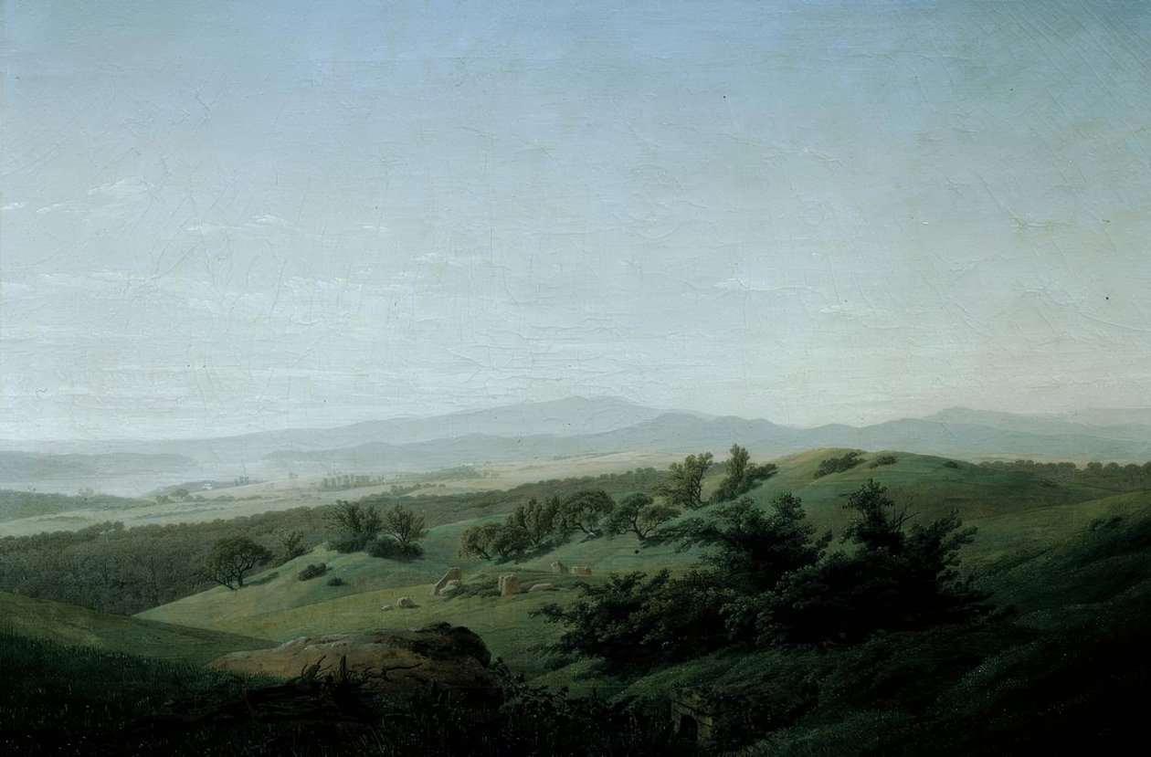 Landskap med innsjø av Caspar David Friedrich