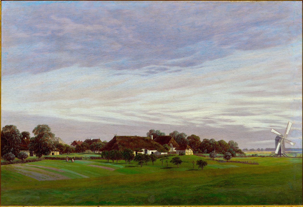 ""Det flate landet"" Omgivelsene i Greifswald, Tyskland av Caspar David Friedrich