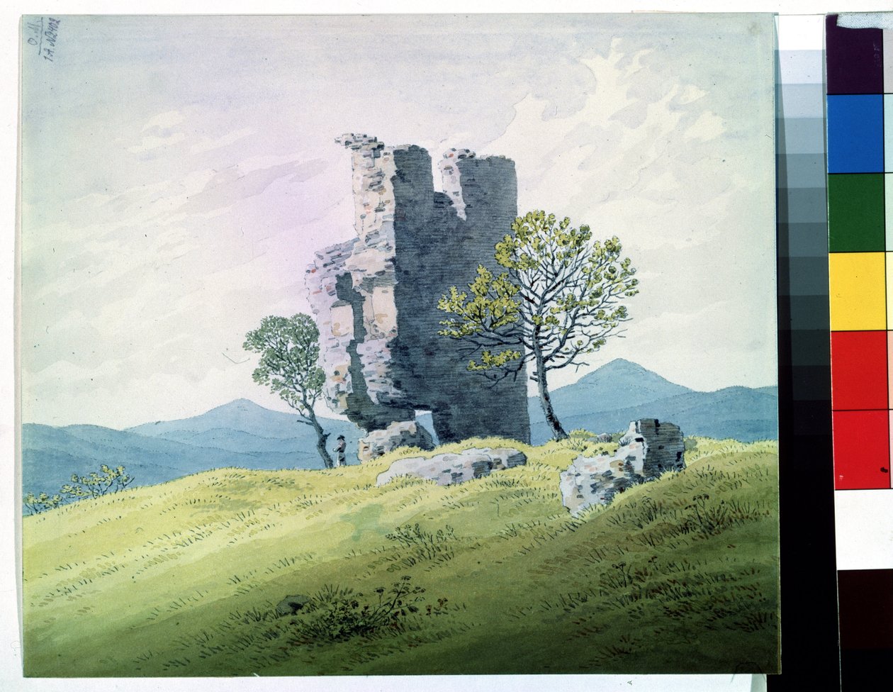 ""Ruinene av Teplice-slottet i Tsjekkia"" (Slottet i Teplitz) Akvarell av Caspar David Friedrich (1774-1840) Pushkin-museet fra 1800-tallet, Moskva av Caspar David Friedrich