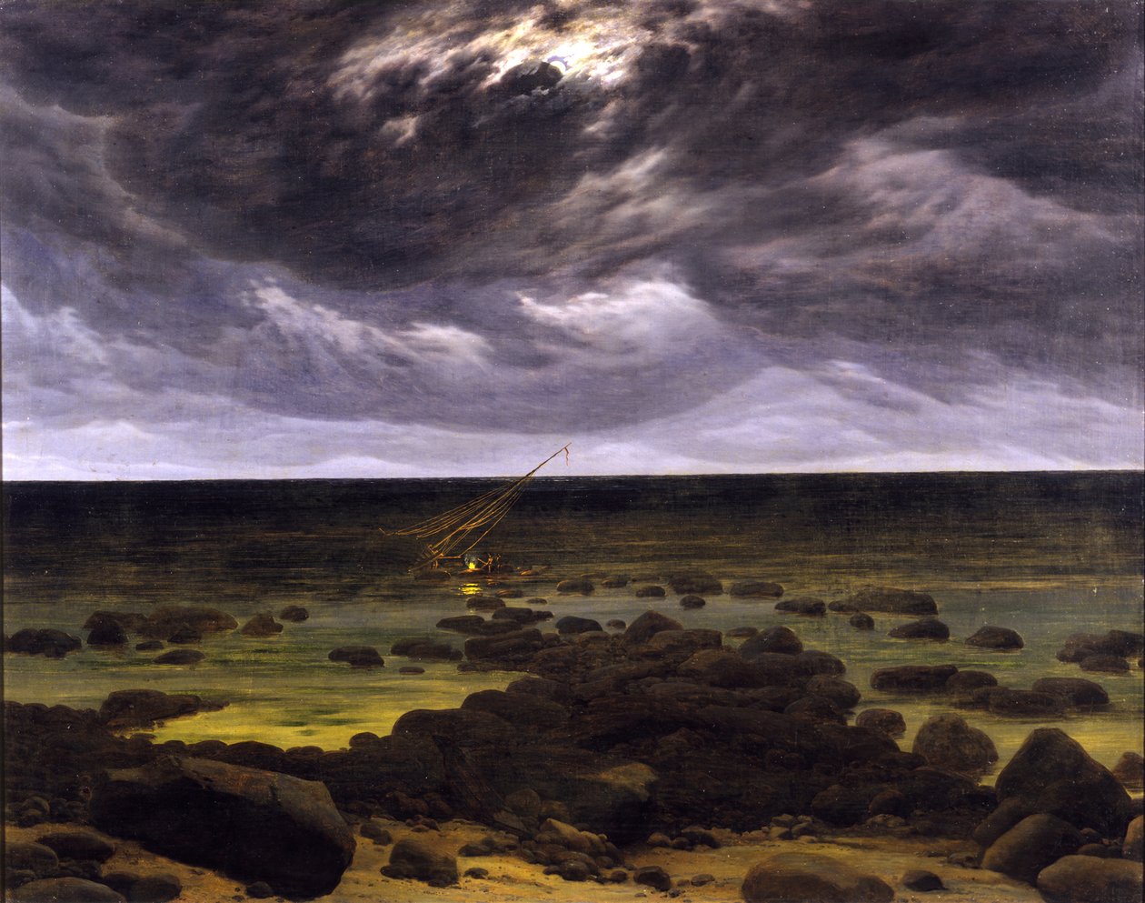 Havkyst i måneskinn av Caspar David Friedrich