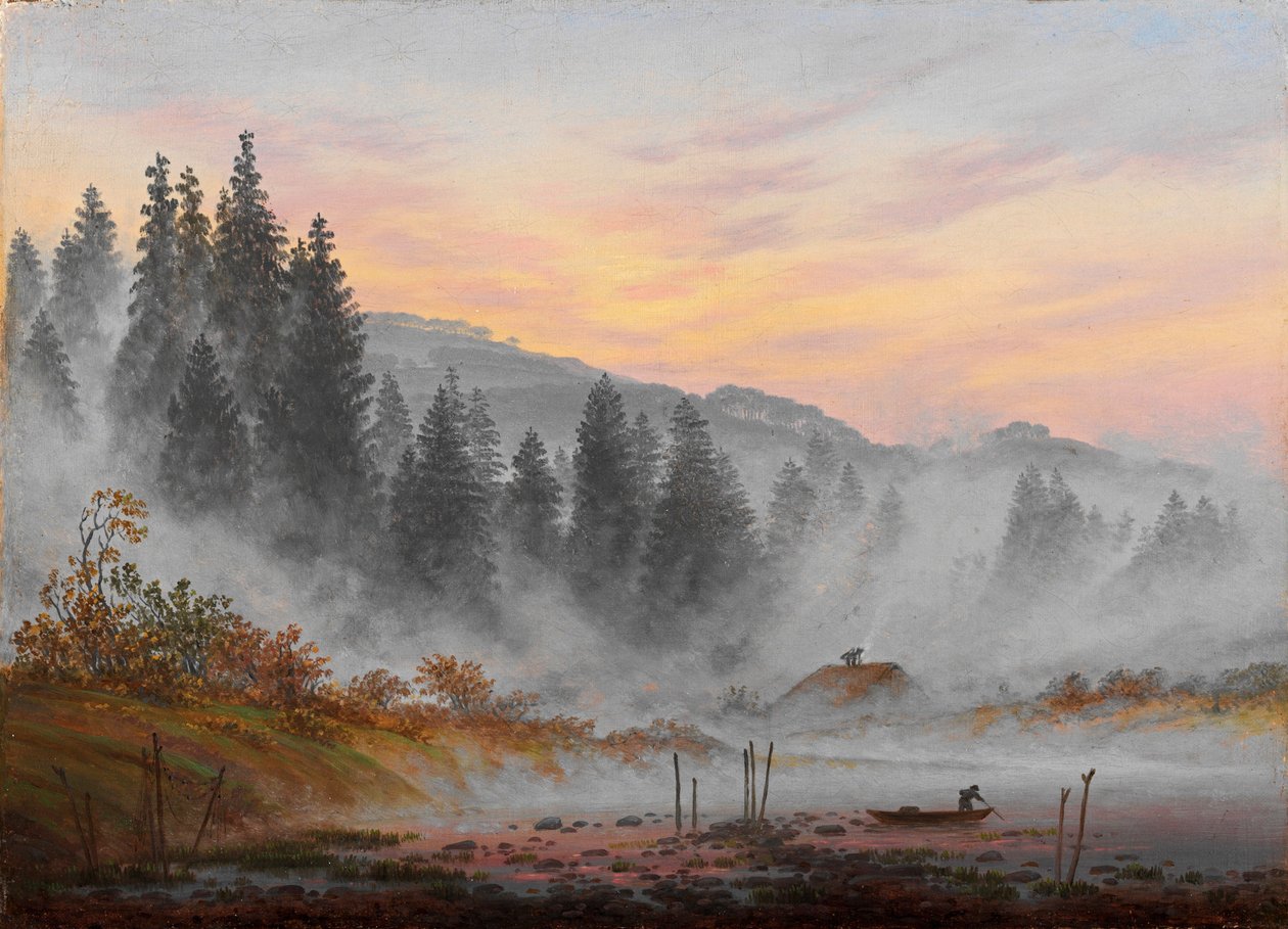 ""Moments de la journee : le matin"" (Tidene på dagen: Morgenen) Peinture de Caspar David Friedrich (1774-1840) 1821-1822 - Olje på lerret Dim 22x30 cm Niedersaechsisches Landesmuseum, Hannover av Caspar David Friedrich