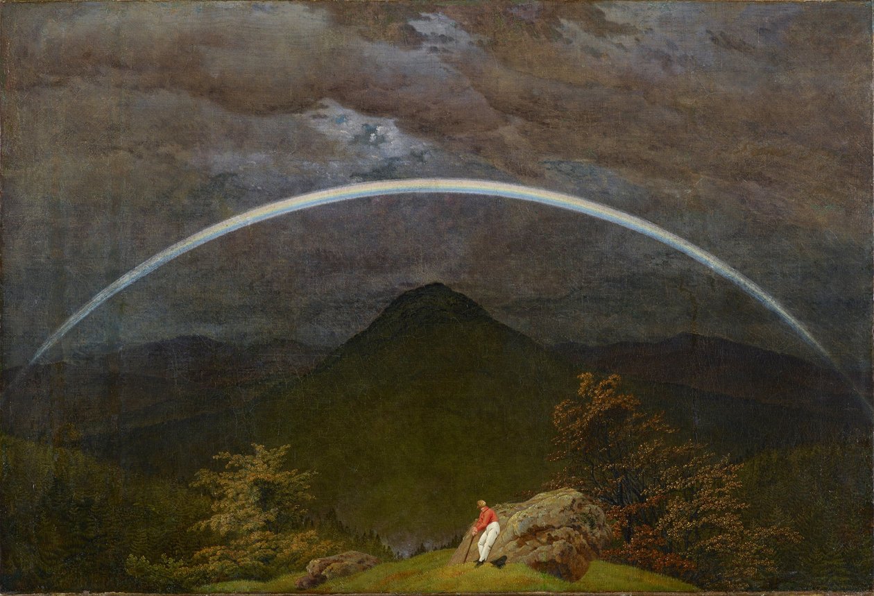 Fjellandskap med regnbue av Caspar David Friedrich