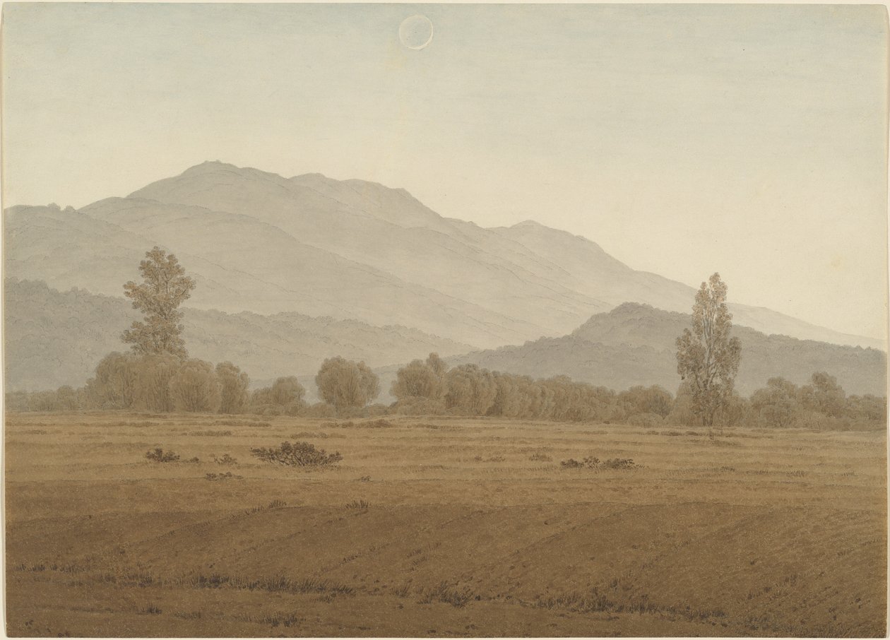 Nymåne over Riesengebirge-fjellene av Caspar David Friedrich